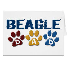 BEAGLE DAD Paw Print Greeting Card