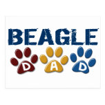 BEAGLE DAD Paw Print Postcard