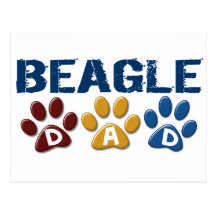 BEAGLE DAD Paw Print Postcard