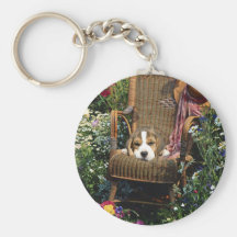Beagle In Garden Chair Keychain