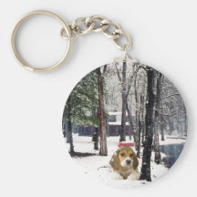 Beagle In The Snow Keychain