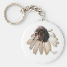 Beagle Keychain (White Flower)