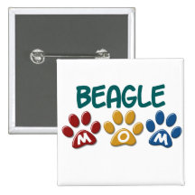 BEAGLE MOM Paw Print Pinback Buttons