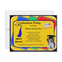 Beagle Puppy Blue Graduation Growler Party Invites