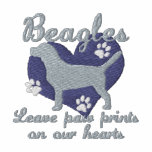 Beagles Leave Paw Prints Blue Women's embroidered shirts