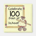 Bear 100th Day of School Tshirts and Gifts Refrigerator Magnets