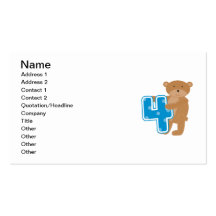 Bear 4th Birthday Tshirts and Gifts Business Card Templates