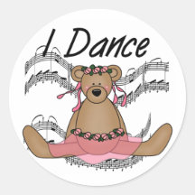 Bear Ballet Dancer Round Stickers