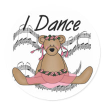 Bear Ballet Dancer Round Stickers