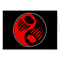 Bear Claw Yin Yang Black Greeting Cards
