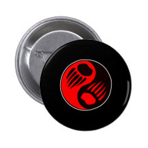 Bear Claw Yin Yang Black Pinback Button