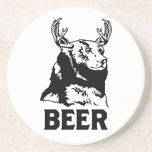 Bear + Deer = Beer Beverage Coaster