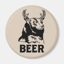 Bear + Deer = Beer Fridge Magnets