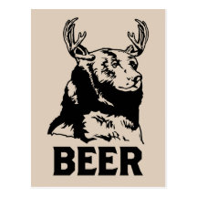 Bear + Deer = Beer Postcard