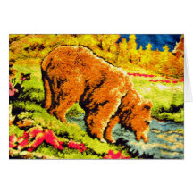 Bear embroidery design greeting cards