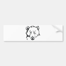 Bear face outline bumper sticker