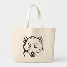 Bear face outline tote bag
