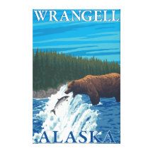 Bear Fishing in River - Wrangell, Alaska Canvas Print