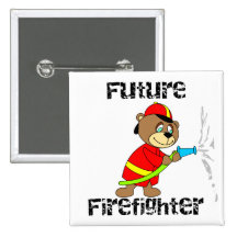 Bear Future Firefighter T-shirts and Gifts Pinback Buttons