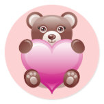 BEAR HOLDING PINK HEART stickers