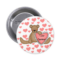 Bear I Love Teachers Tshirts and Gifts Pins