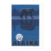Bear in Moonlight - Latouche, Alaska Postcards