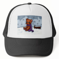Bear in the snow trucker hat