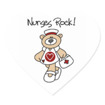 Bear Nurses Rock T-shirts and Gifts Heart Sticker