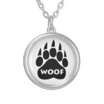 Bear Paw Gay Pride"WOOF" Necklace Round Pendant