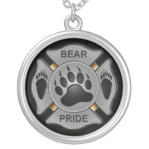 Bear Pride Firefighter Badge Necklace