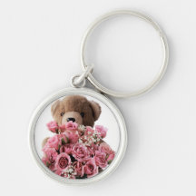 bear roses big keychain