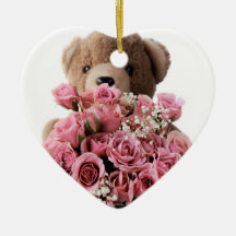 bear roses heart ornament