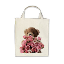 bear roses organic grocery tote bag