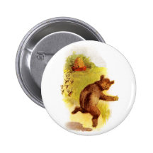 Bear Running From Bees Buttons