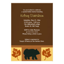 BEAR Rustic Lodge style 5x7 Bridal Shower Invite