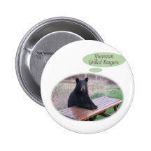 Bear Sitting at Picnic Table Button