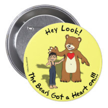 Bear wearing a heart. buttons