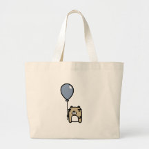 Bear With Blue Balloon Tote Bags