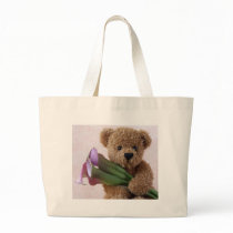bear with calla lilies jumbo tote bag