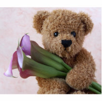 bear with calla lilies photo sculpture 5x7