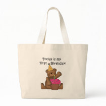 Bear with Cupcake 1st Birthday Tshirts and Gifts Tote Bags
