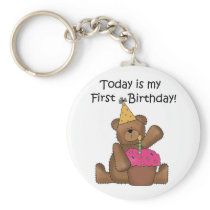 Bear with Cupcake 1st Birthday Tshirts and Gifts Keychain