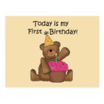 Bear with Cupcake 1st Birthday Tshirts and Gifts Post Card