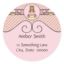 Bear With Pink Cupcake Dots Sticker