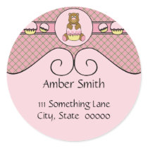 Bear With Pink Cupcake Pink Waffle Cone Sticker