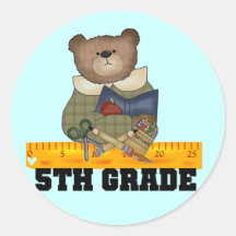 Bear with Ruler 5th Grade Tshirts and Gifts Stickers