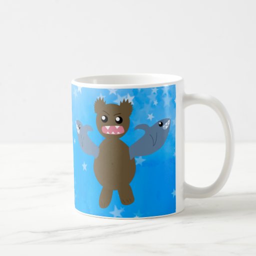 Bear With Sharks For Arms Mugs