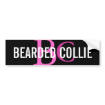 Bearded Collie Breed Monogram Design bumper stickers