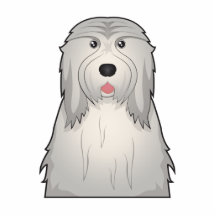 Bearded Collie Cartoon Portrait Cut Out