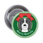 Bearded Collie Christmas Pinback Buttons